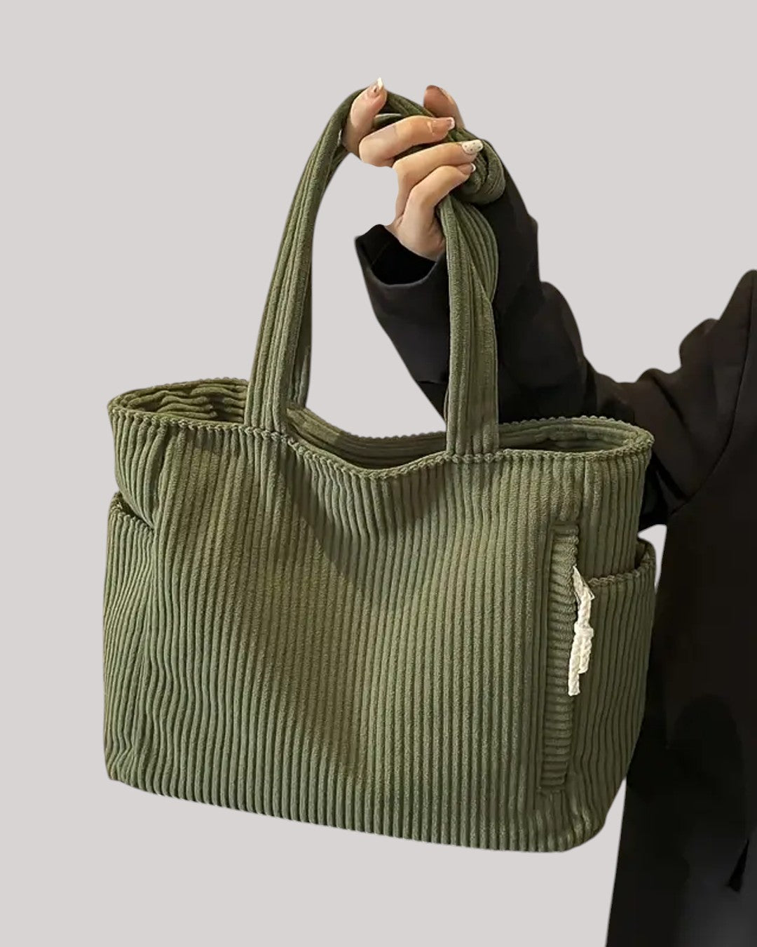 Haga™ | Räfflad toteväska med snördetalj