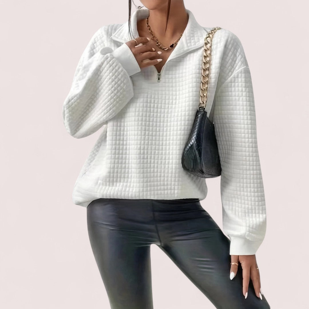 Yara™ | Chic Vaffletröja med Dragkedja