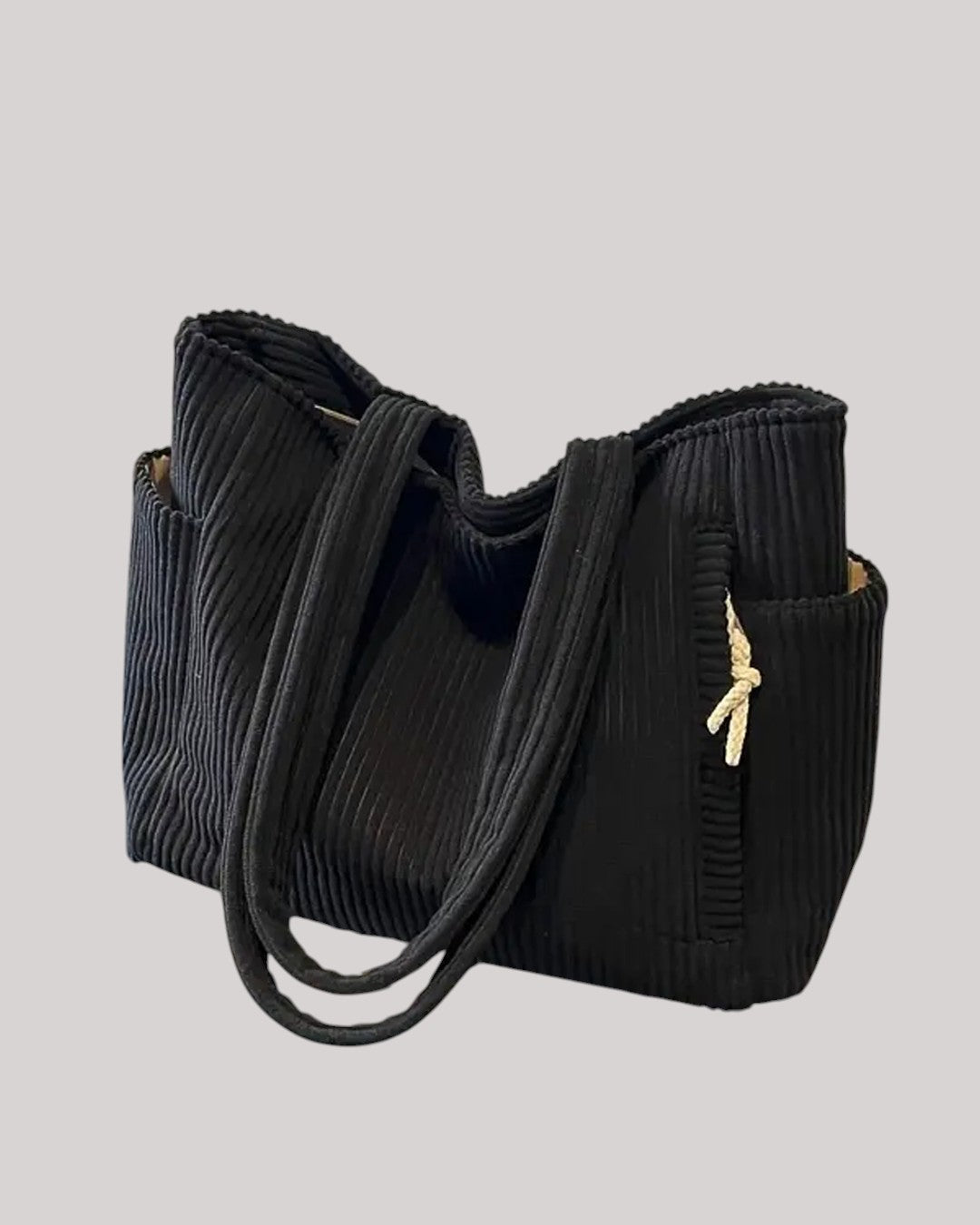 Haga™ | Räfflad toteväska med snördetalj