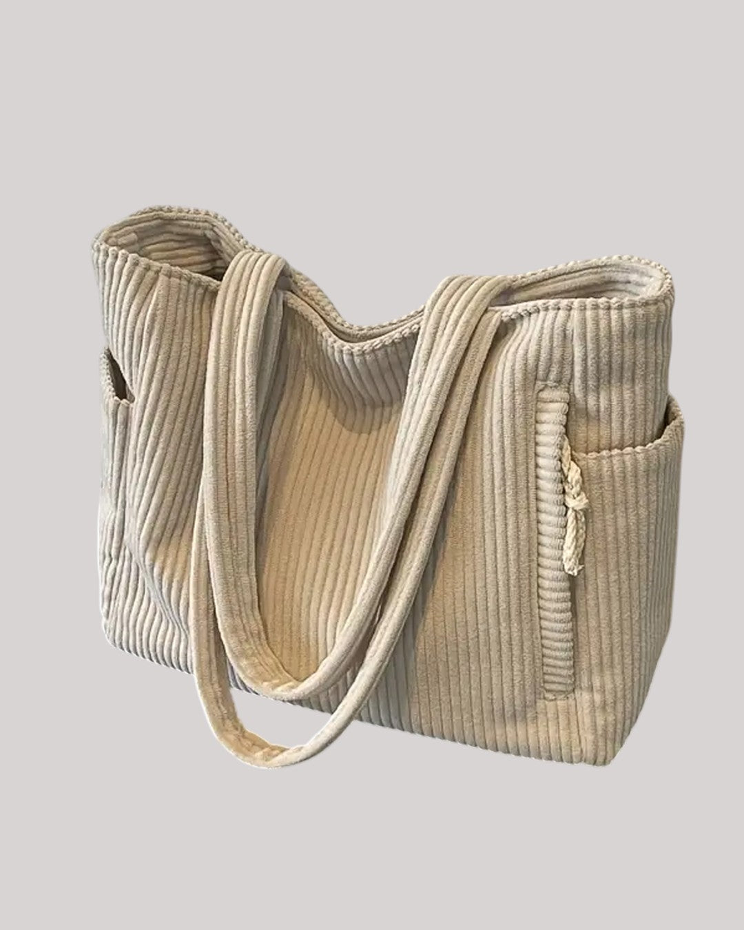 Haga™ | Räfflad toteväska med snördetalj