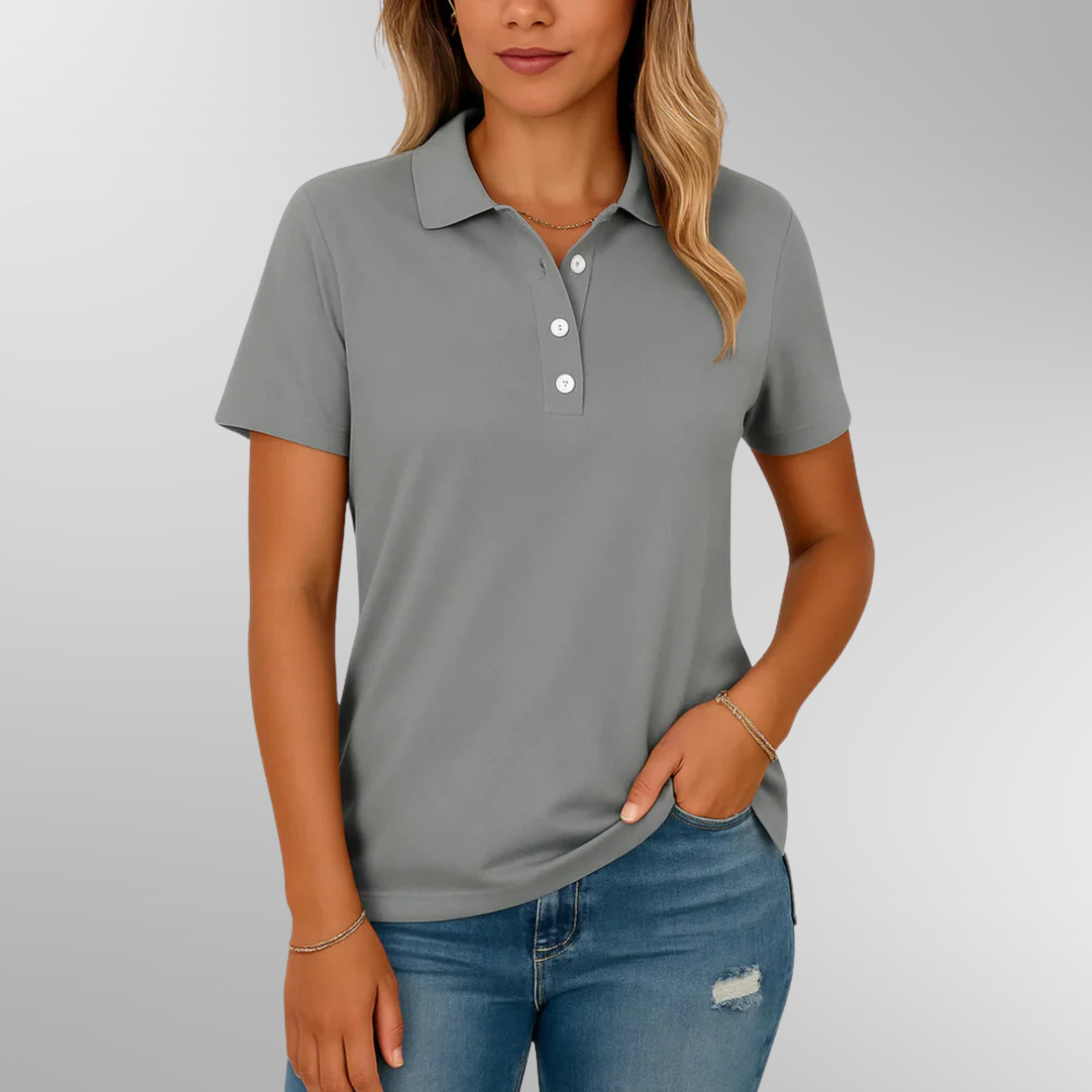 Émilie™ – Andningsbar Pikétröja med Elegant Look | 1 + 1 GRATIS