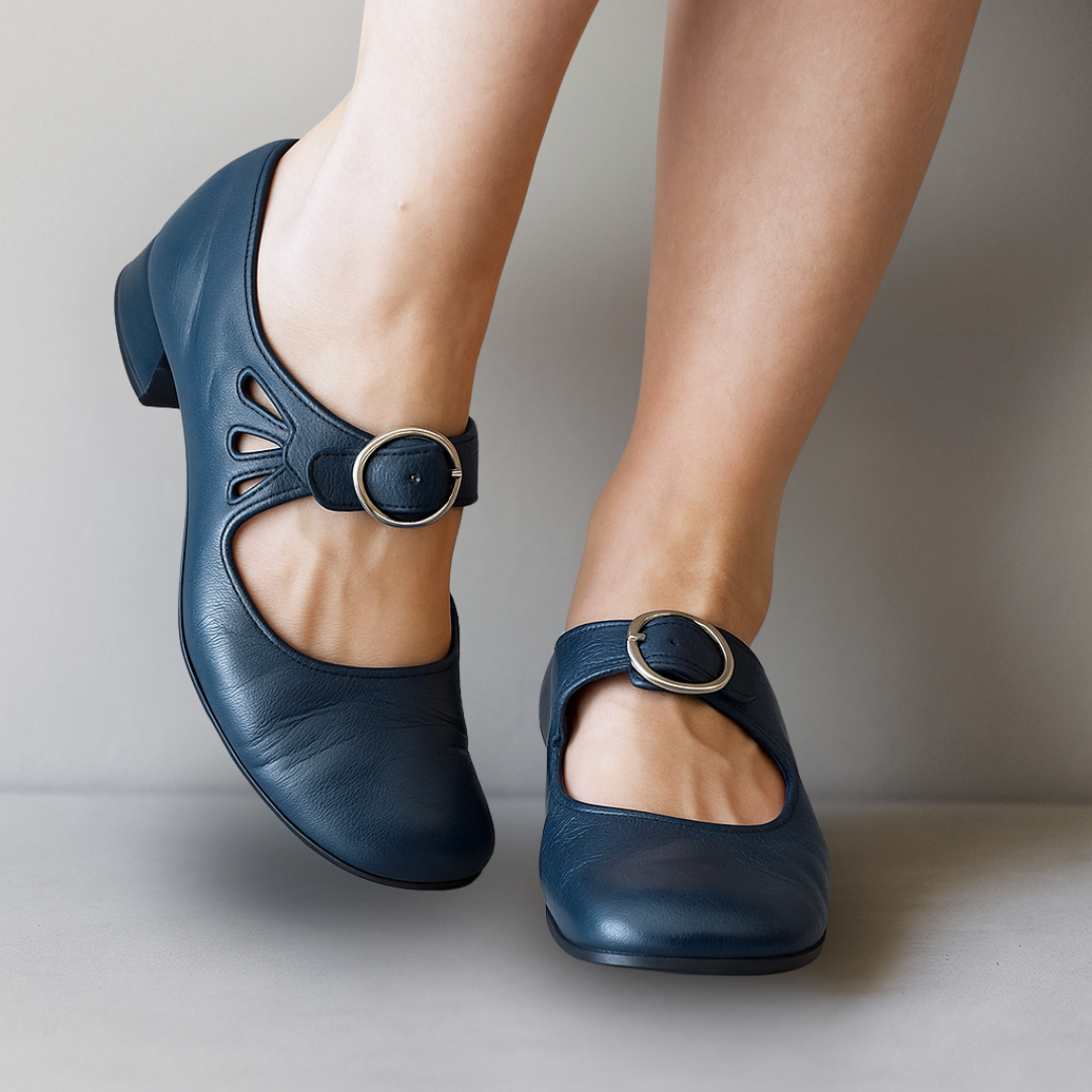 Lisbeth™ – Ortodontiska sandaler i läder med bekväm kilklack