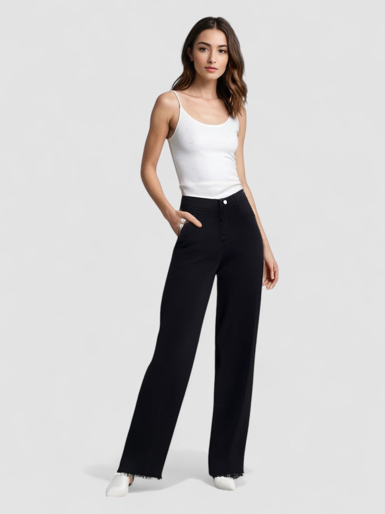 Haga™ | Elegant Svart Jeans med Rå Finish