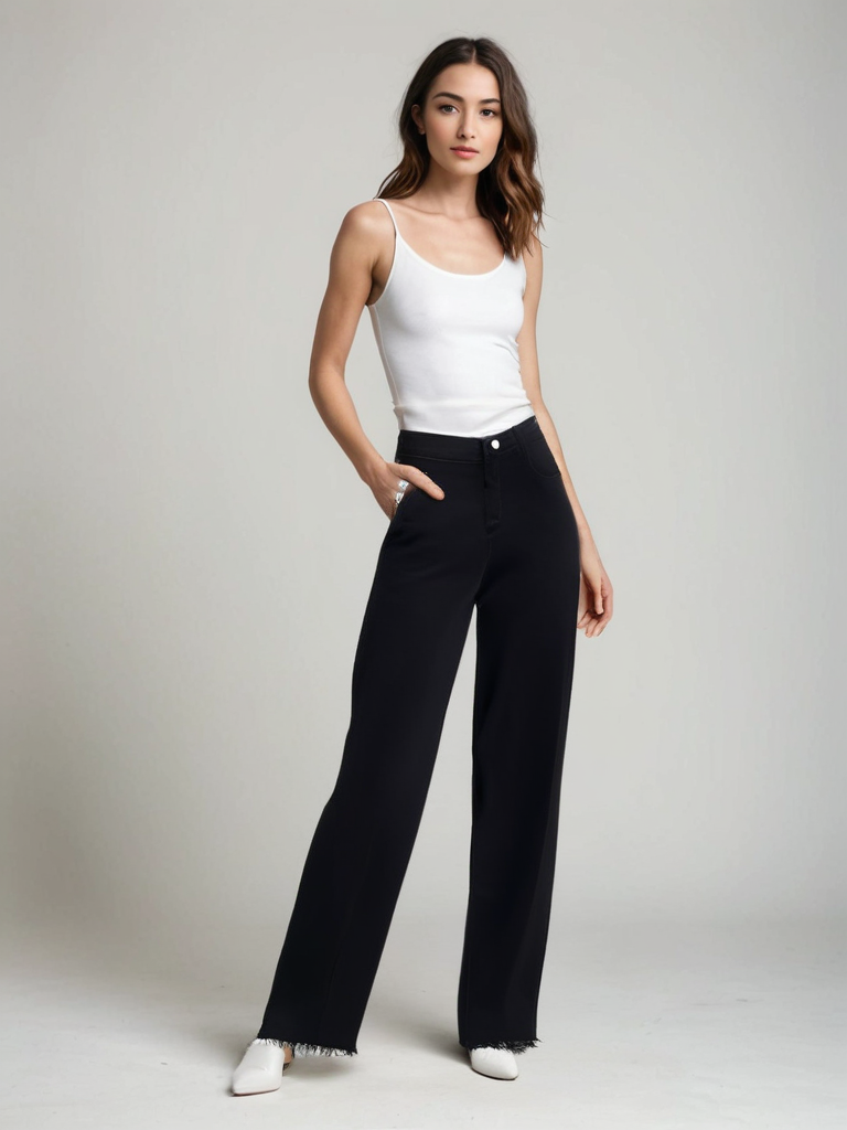 Haga™ | Elegant Svart Jeans med Rå Finish