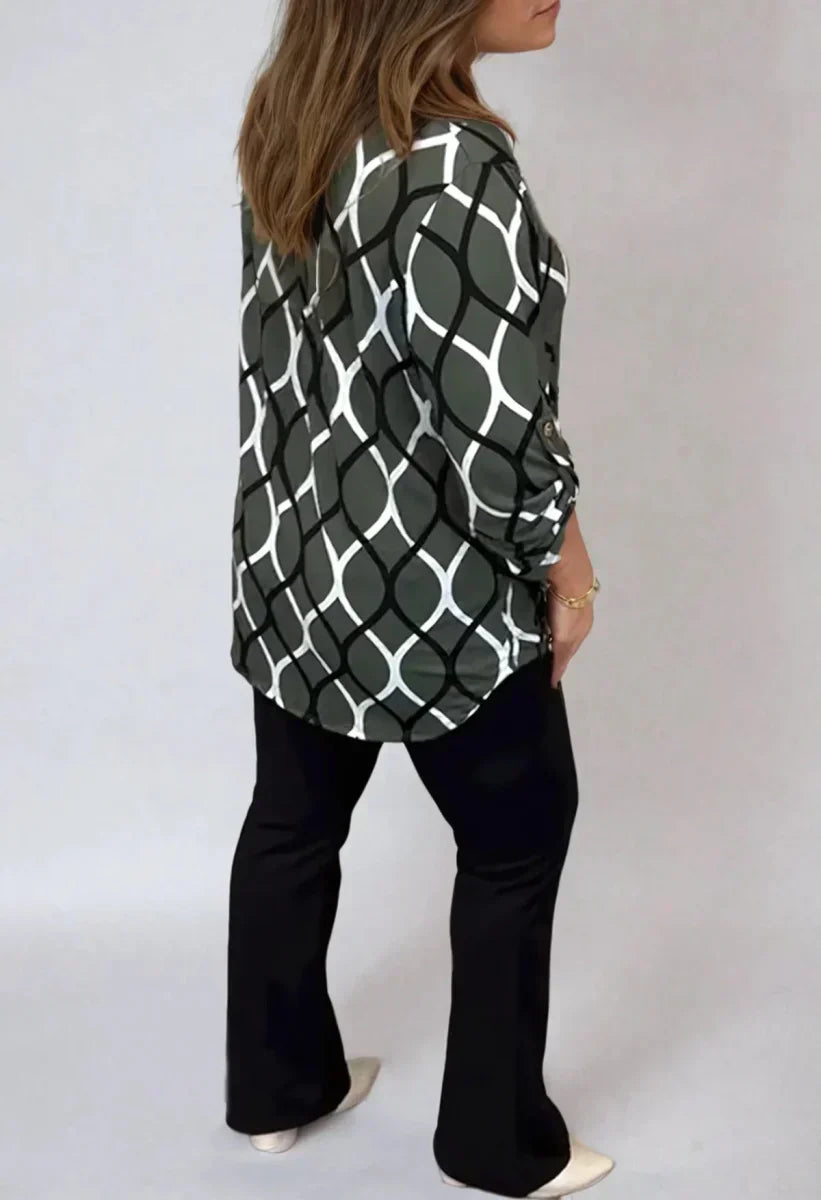 Ottilie™ - Ledig Långärmad Blus med Elegant Mönster